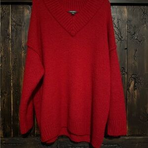 ✨ Cozy Red V-Neck Sweater – Perfect for the Holidays! ✨